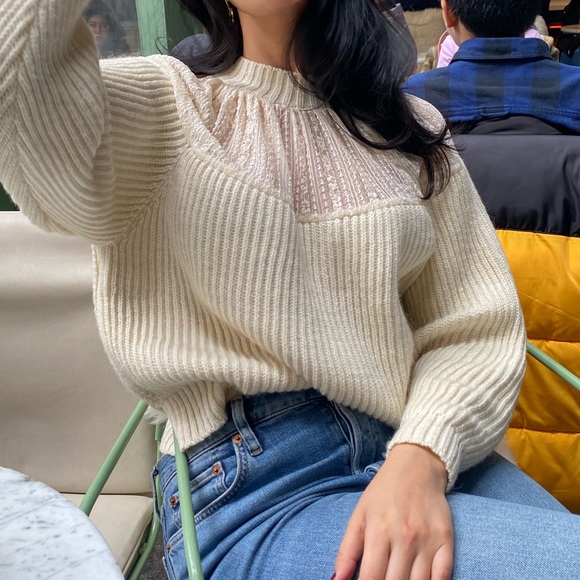 Zara Crème net sweater - Picture 2 of 6